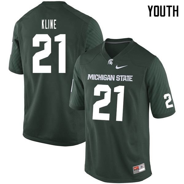 Youth #21 Chase Kline Michigan State Spartans College Football Jerseys Sale-Green
